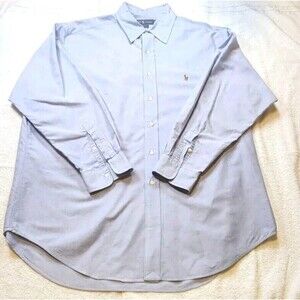 Ralph Lauren Shirt Mens 17 33 Yarmouth Button Dress Shirt Blue‎ Long Sleeve